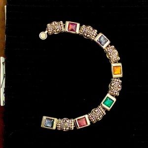 Jeweled silver bracelet 7.5 inches